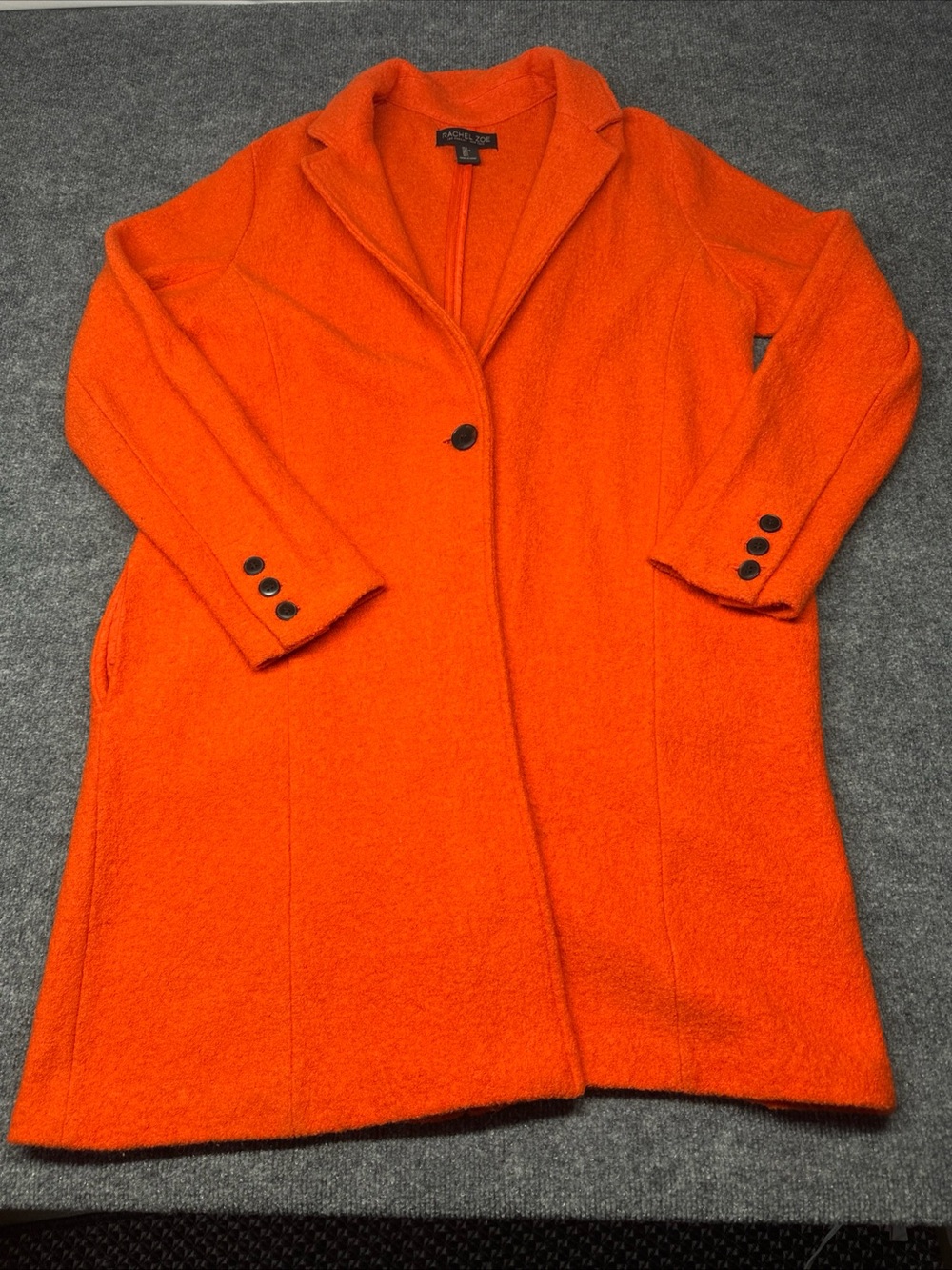 Rachel Zoe Bright Orange Single-Button Pea Coat